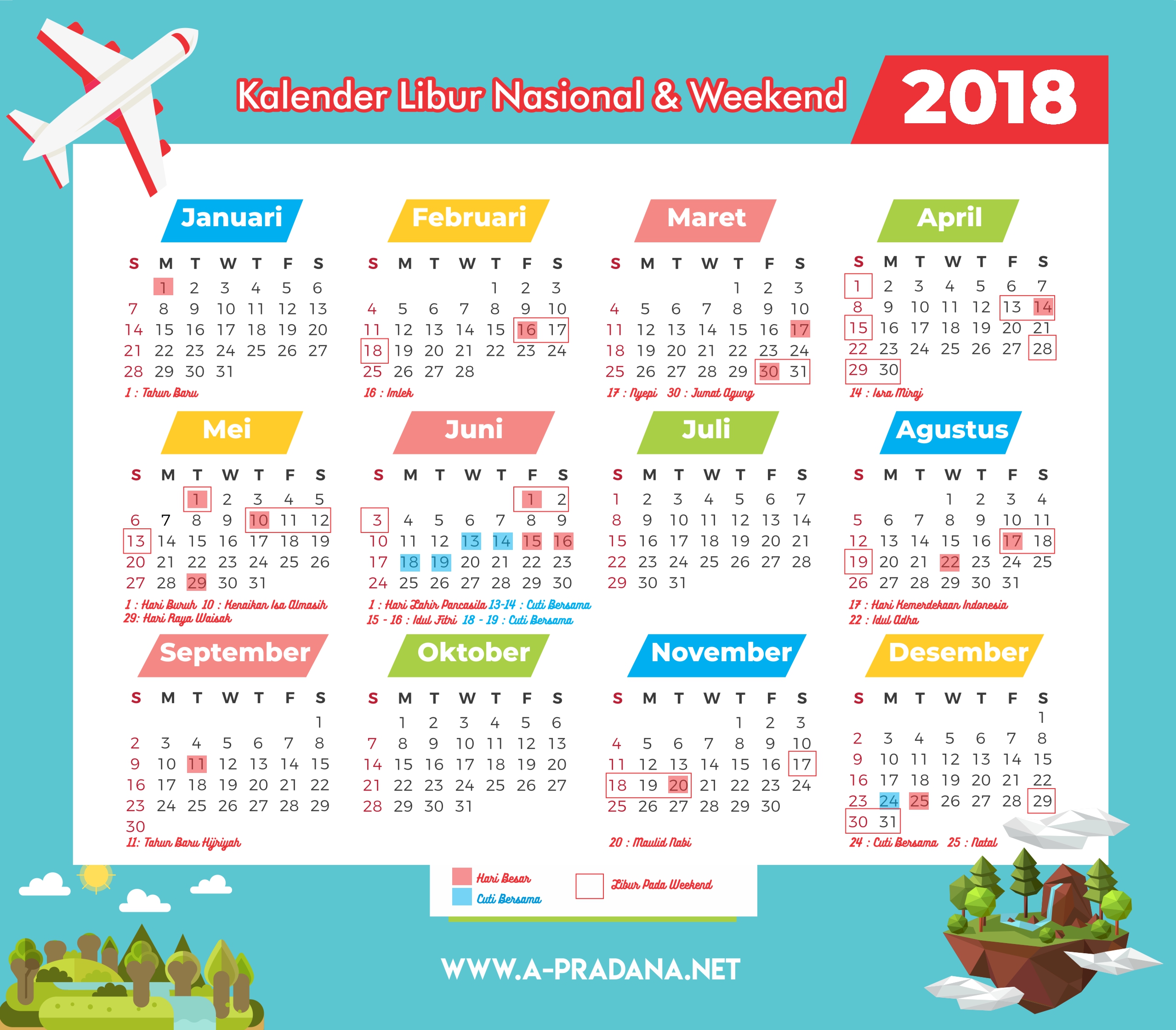 Kalender 2018 Indonesia Beserta Liburan Kejepit  a 