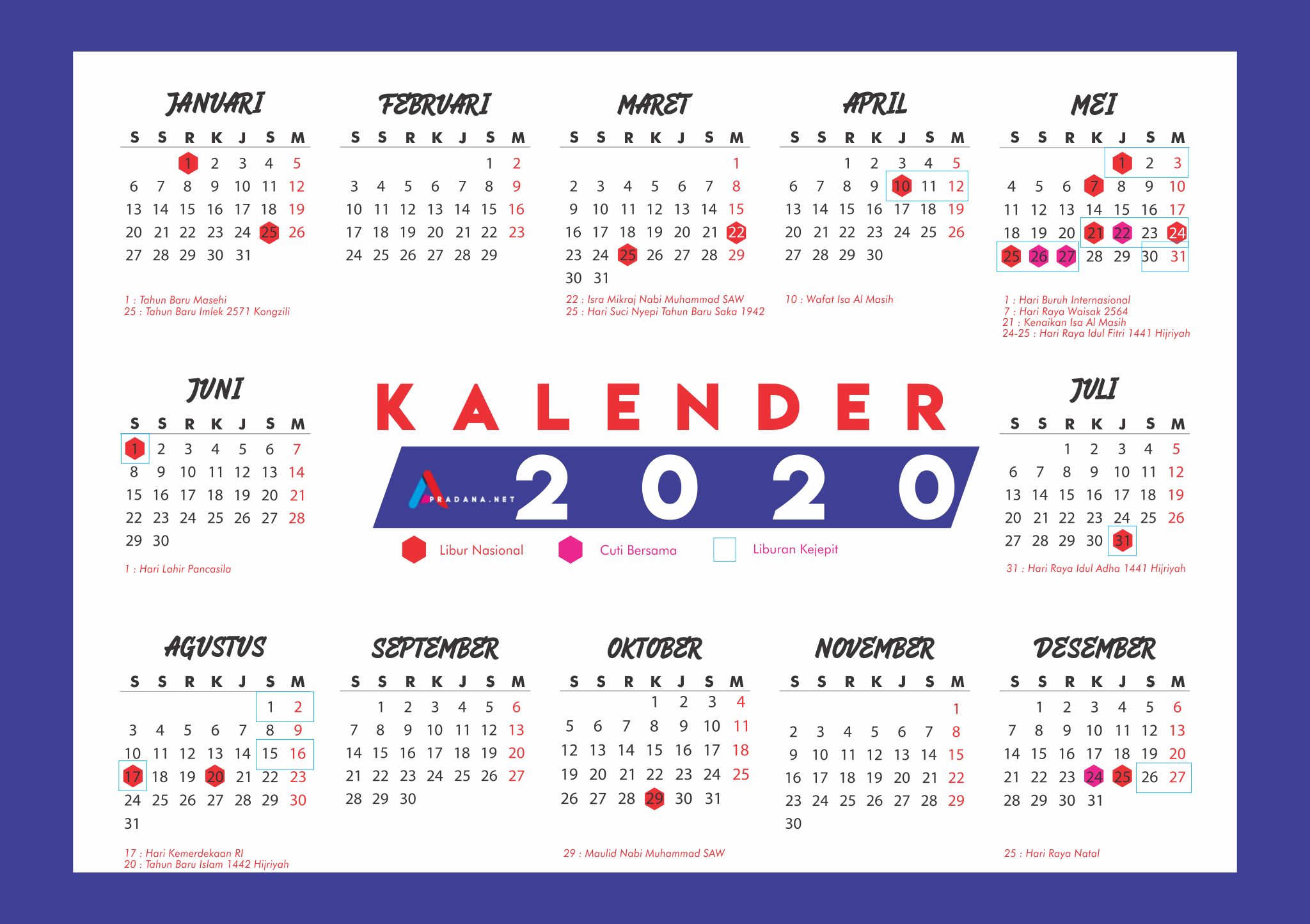 Gambar Kalender  Tahun 2020  Lengkap SosialPost